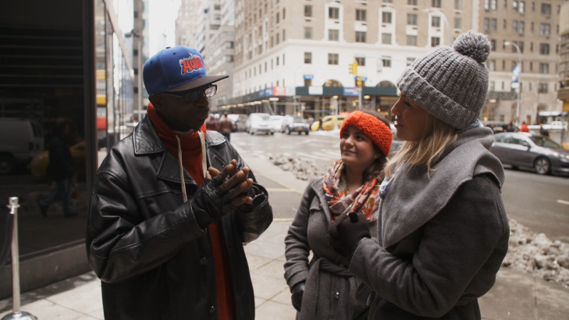 hip hop tour guide on street in new york