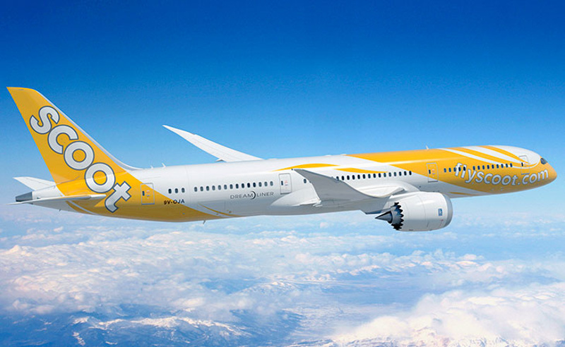 Scoot's yellow-liveried Boeing 787 Dreamliner.