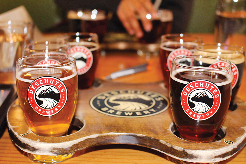 Beer flight at Deschutes Brewery, Portland