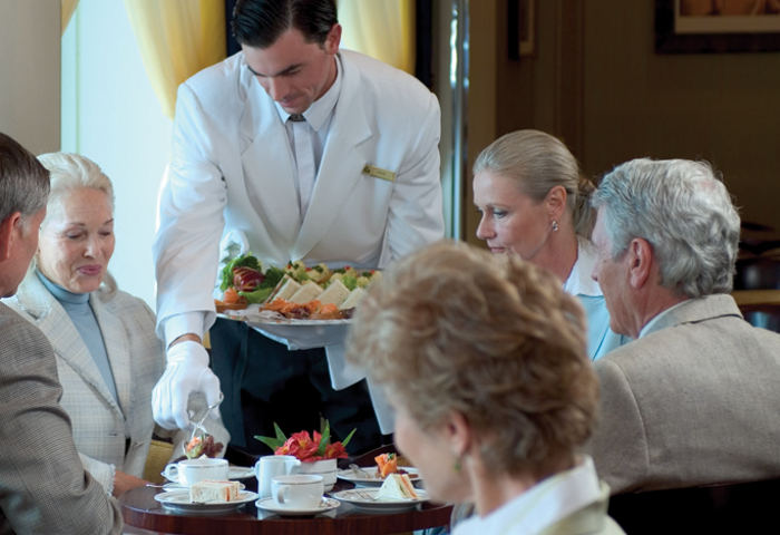 high tea service QM2 Cunard ship