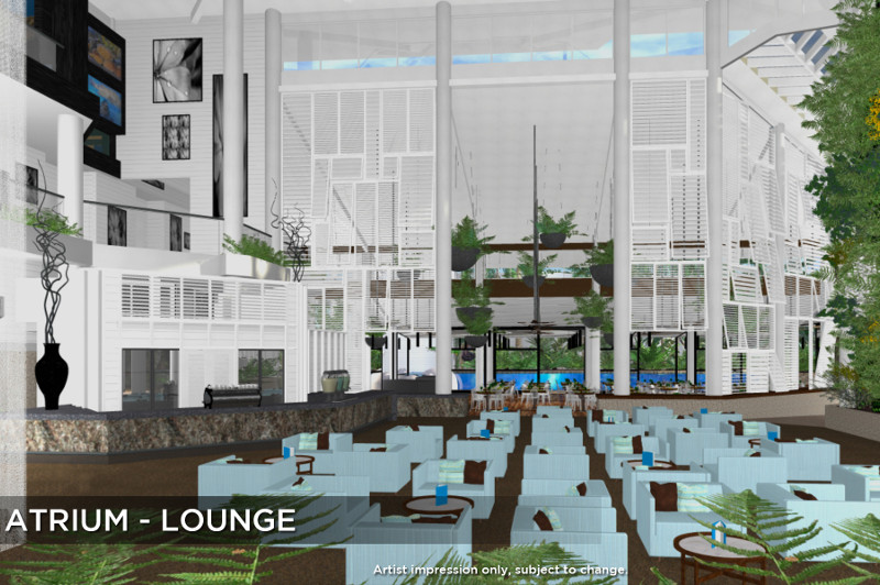 An artist's impression of the revamped lounge area at Daydream Island Resort & Spa.