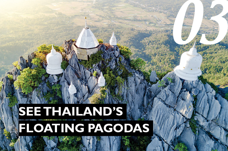 floating pagodas atop a mountain