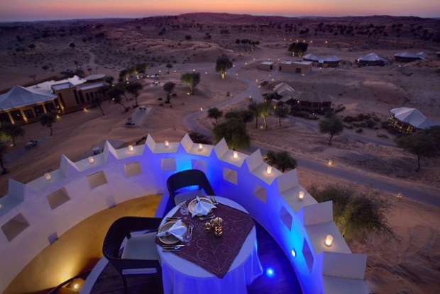 Dine overlooking the resort below. Photo: Banyan Tree Al Wadi, Banyan Tree Hotels & Resorts