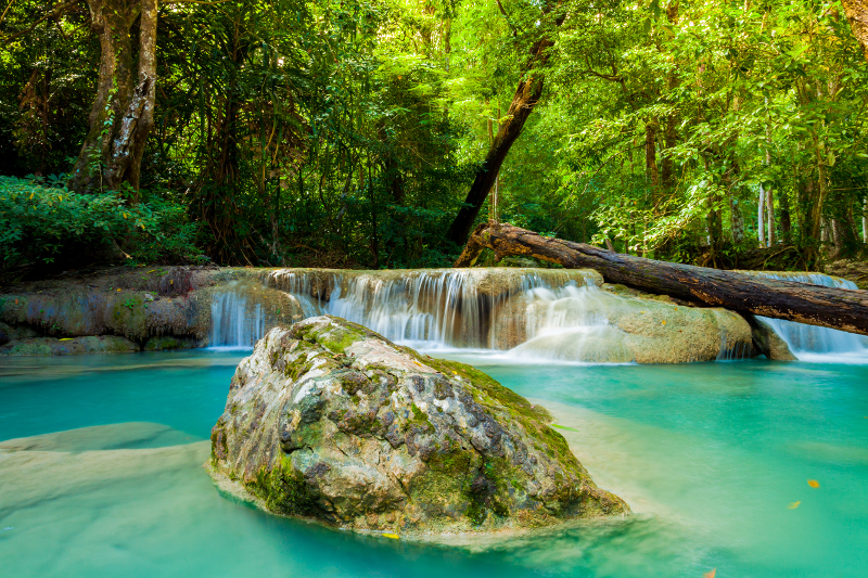 Erawan waterfall in Thailand.