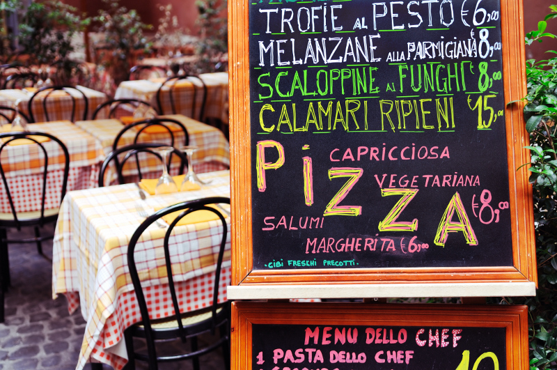 Italy food menu