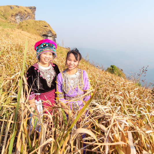 Hmong tribe girls in Chiang Mai.