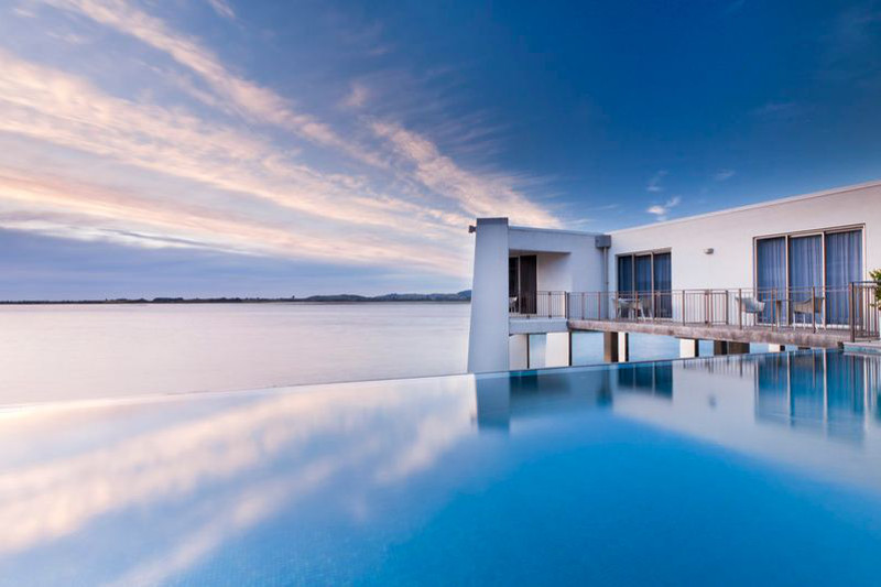 Blue skies meet blue waters at Trinity Wharf Tauranga.