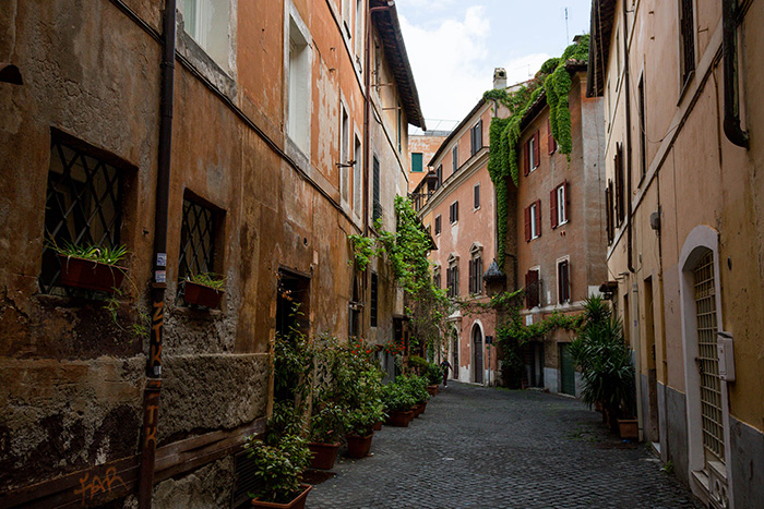 The streets of Trastevere in Rome
