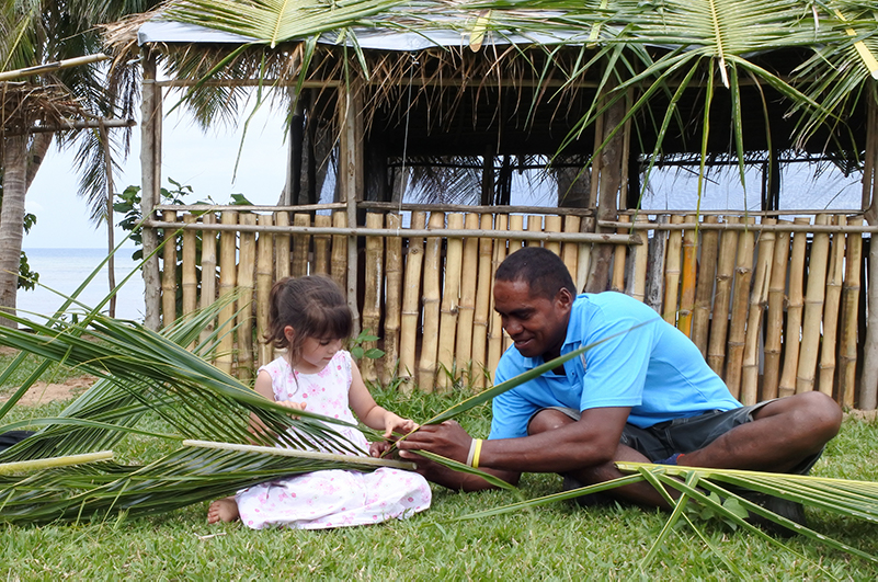 Basketweaving demonstration in Fiji