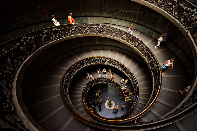 spiral staircase in the Vatican, Italy