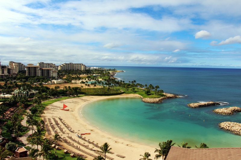 lagoon and bay from hotel room hawaii
