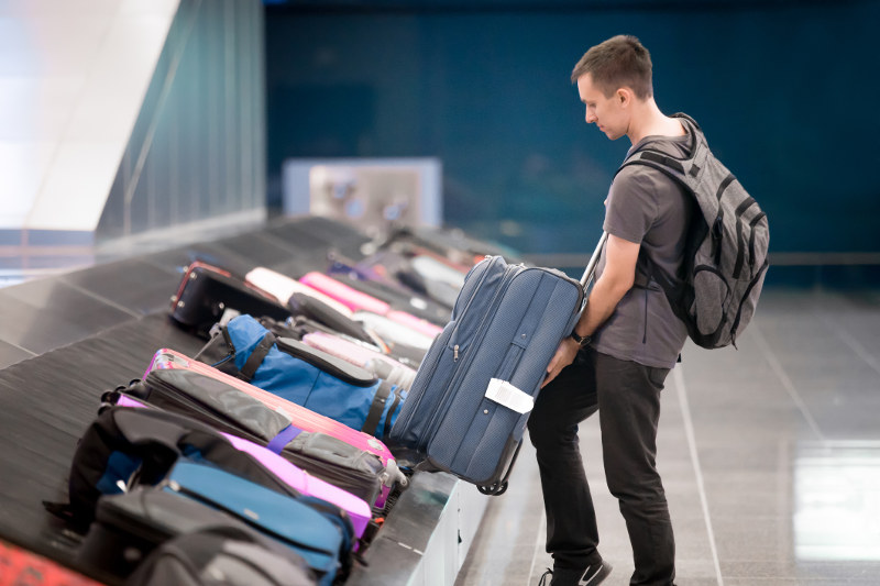 collecting baggage at airport 