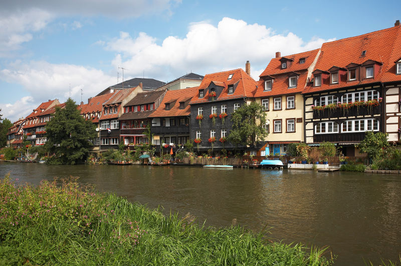 17th century houses on river in germany