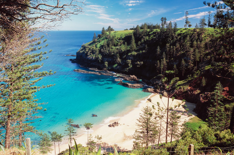Deserted beach on Norfolk Island, Australia