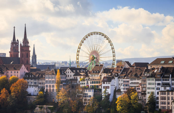 basel skyline in soft light