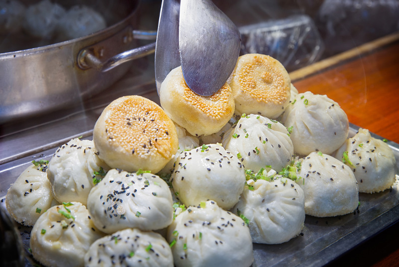 Steaming dumplings ready to be served
