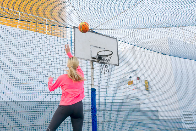 playing basketball onboard cruise ship