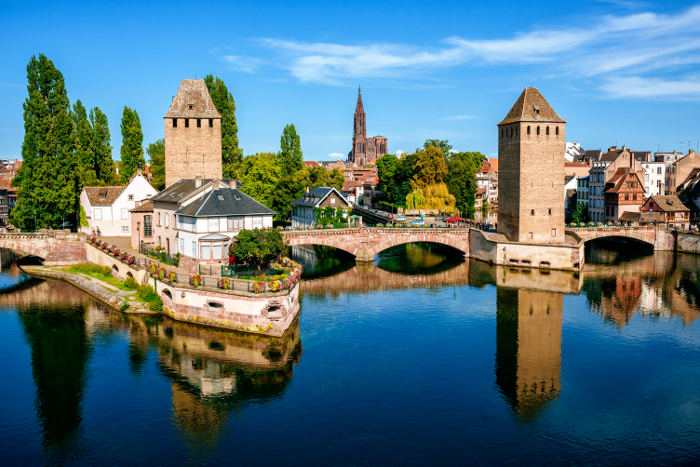 strasbourg buildings along river in france