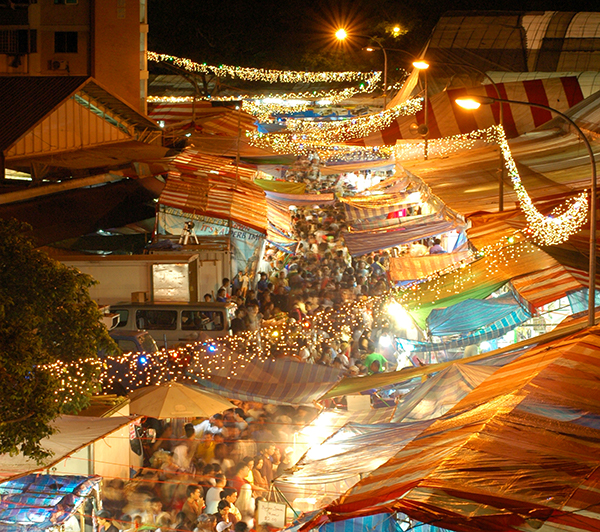 Geylang street night market in Singapore
