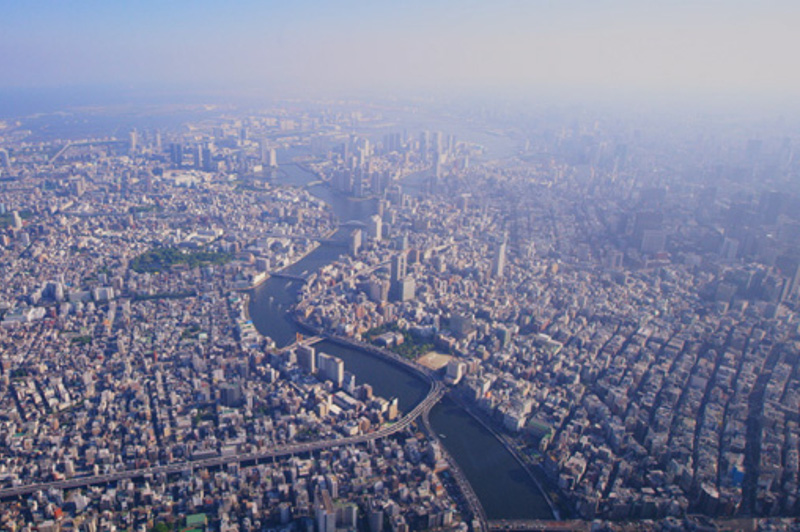 48 Hours In Japan aerial of Tokyo from helicopter
