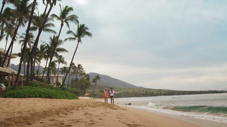 Host Greer Gardiner and fellow Flight Centre travel expert Jason Thinet-Chow relax at the Hyatt Regency Maui Resort & Spa during The 48 Hour Destination: Hawaii. 