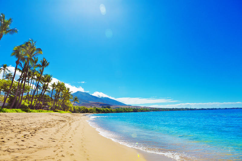 A view of the shoreline at Kaanapali Beach