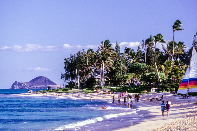 A view of the shoreline along Kailua Beach