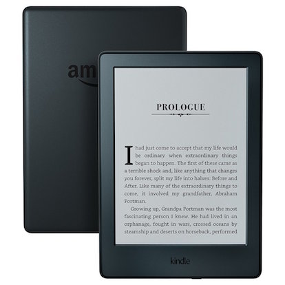 A kindle e-reader front and back