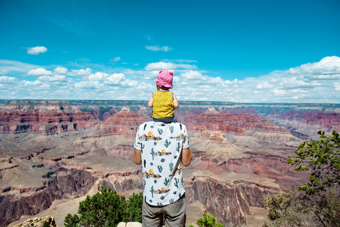 father and daughter at grand canyon - life lessons from travelling with a kid