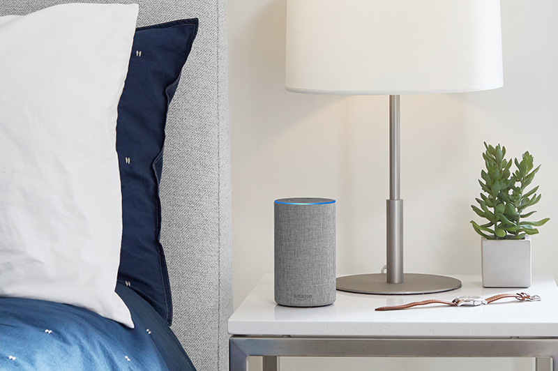 Amazon Echo on bedstand