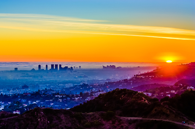 Los Angeles city view at sunset 