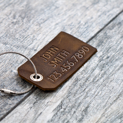 A personalised luggage tag