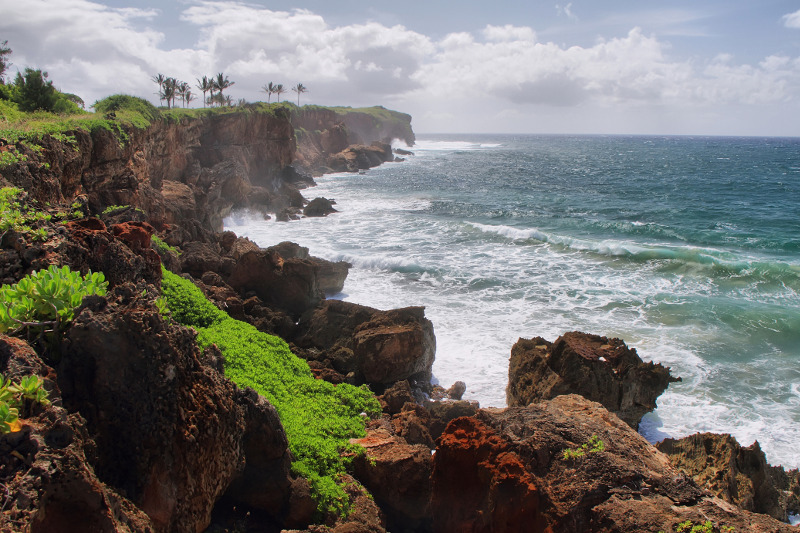 A view of the cliffs along Mahaulepu Beach