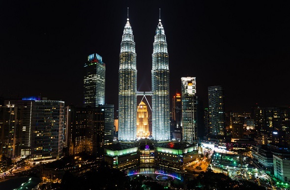 Kuala Lumpur skyline view by night
