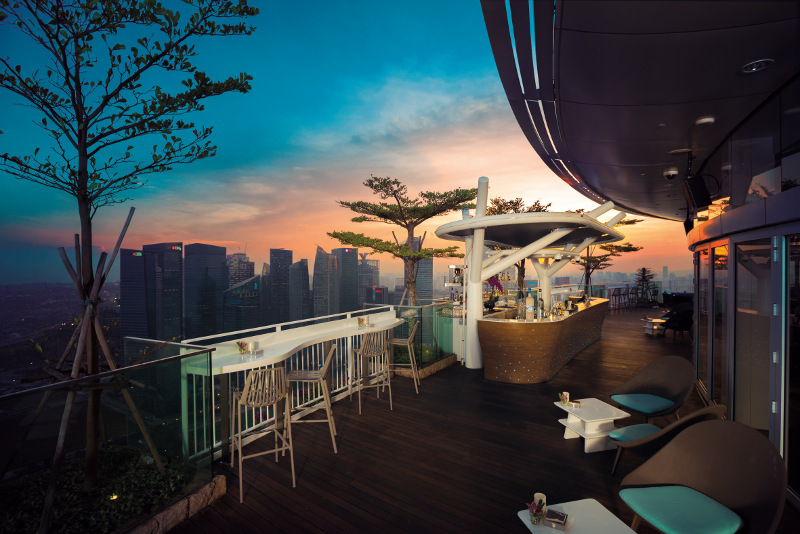 Rooftop bar overlooking Singapore