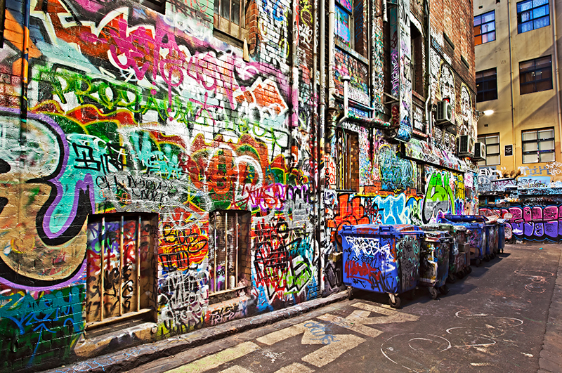  A graffiti alley in Melbourne's Hosier Lane.