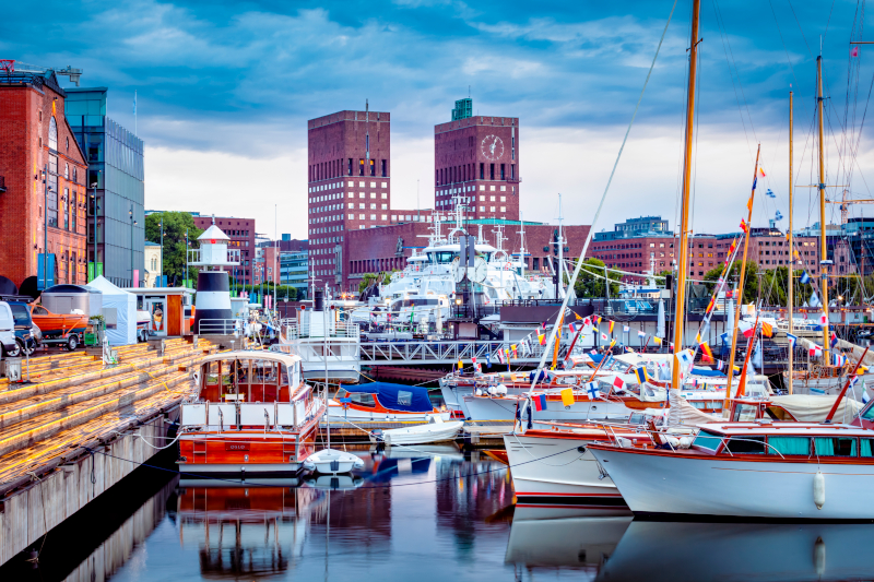 Oslo harbour with historic buildings in the background