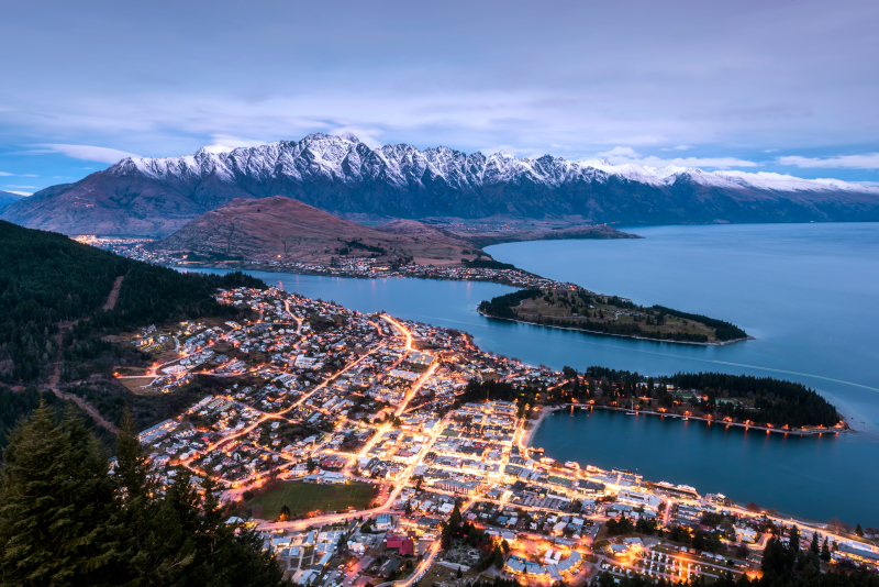 View of the lake and Queenstown