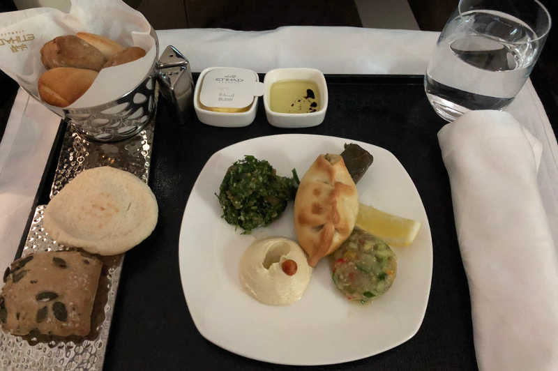 Entree on board Etihad Airways Business Class