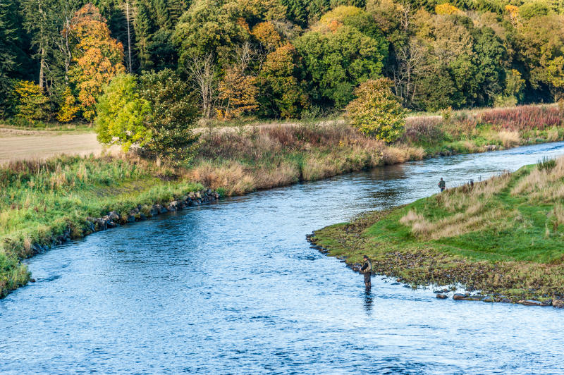 Men fishing for salmon in Scotland