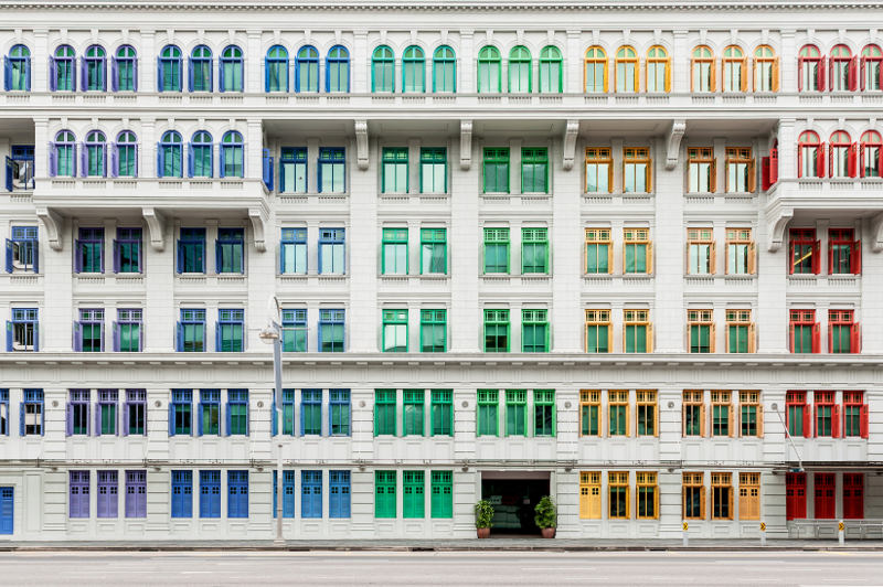 colourful shutters on MICA building, Singapore