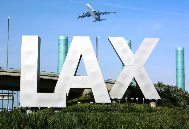 LAX sign outside Los Angeles International Airport