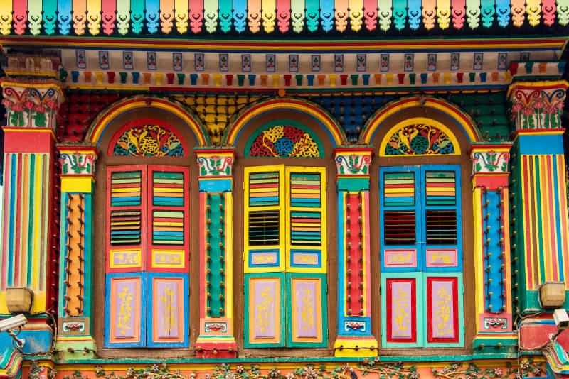 Colourful house in Little India, Singapore