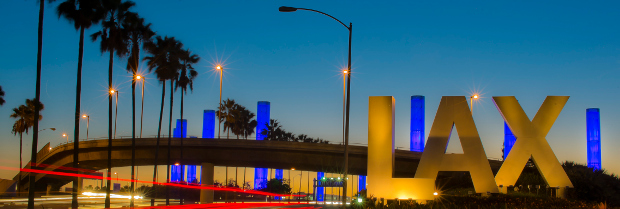 LAX sign at night Los Angeles International Airport
