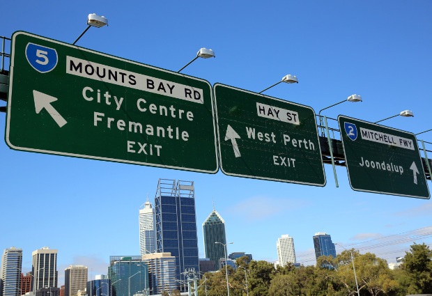 Highway signage in Perth
