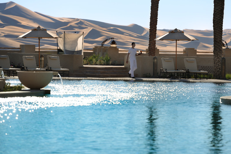 luxury hotel pool in desert