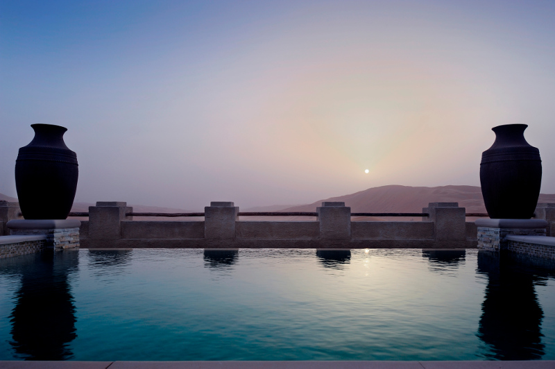 view from pool villa luxury desert hotel