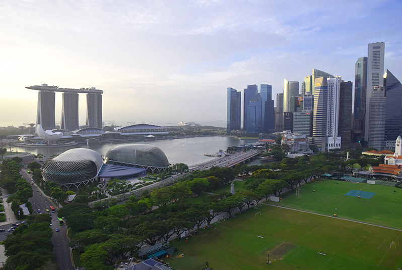 Aerial view of Marina Bay Sands