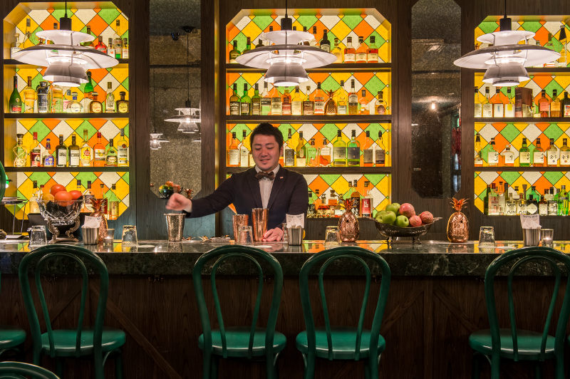 A bartender makes a cocktail at Singapore's Gibson bar.