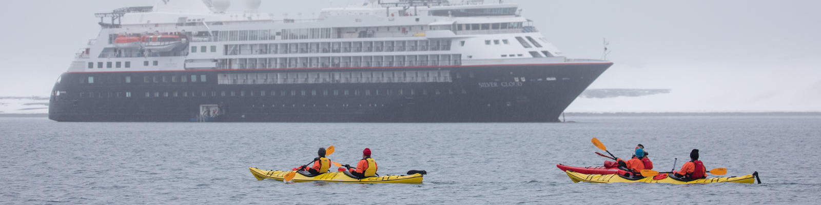 silversea silver cloud with kayakers